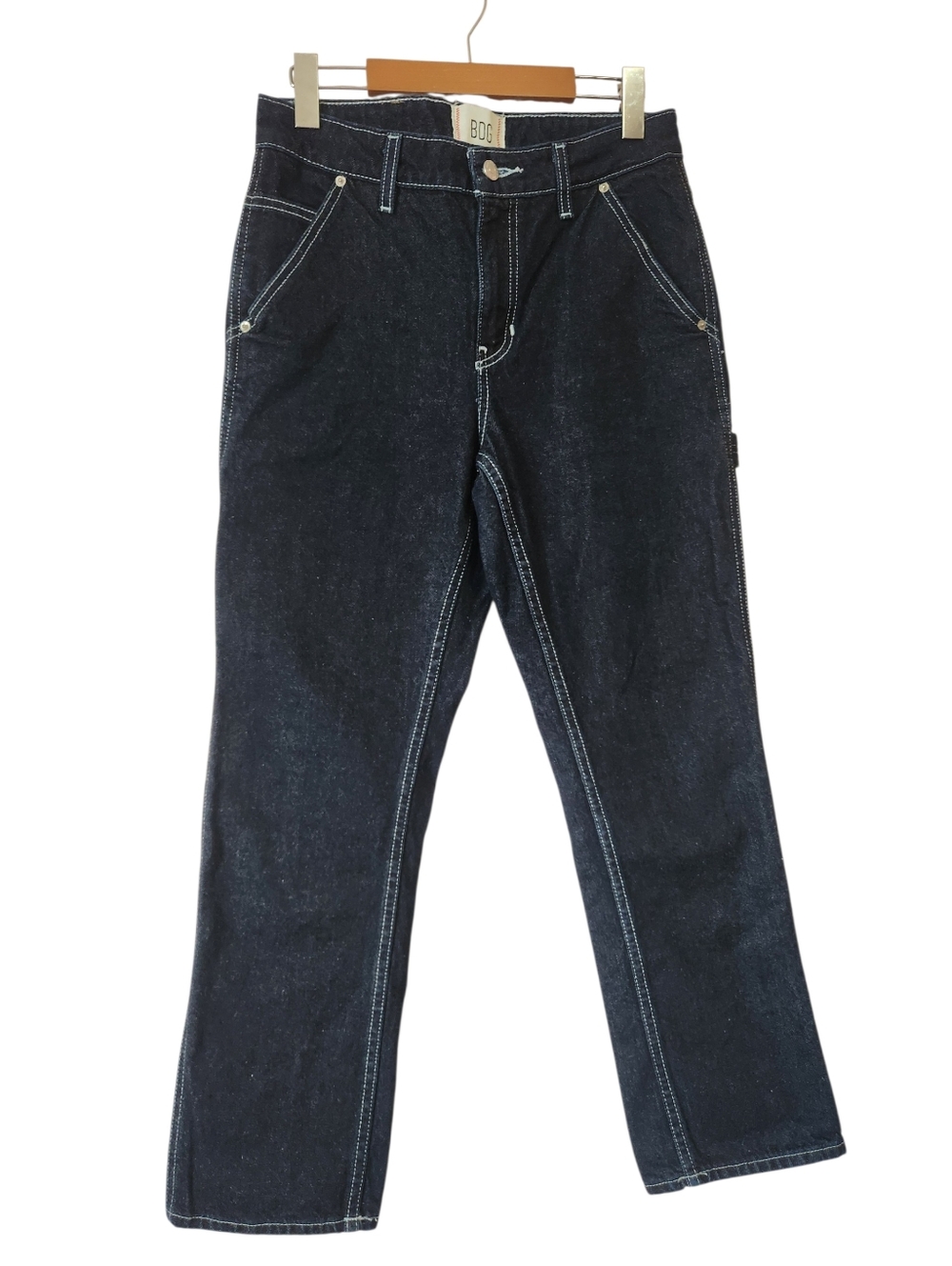 BDG Urban Outfitters High Rise Carpenter Jeans Dark Wash Baggy Straight Sz 27